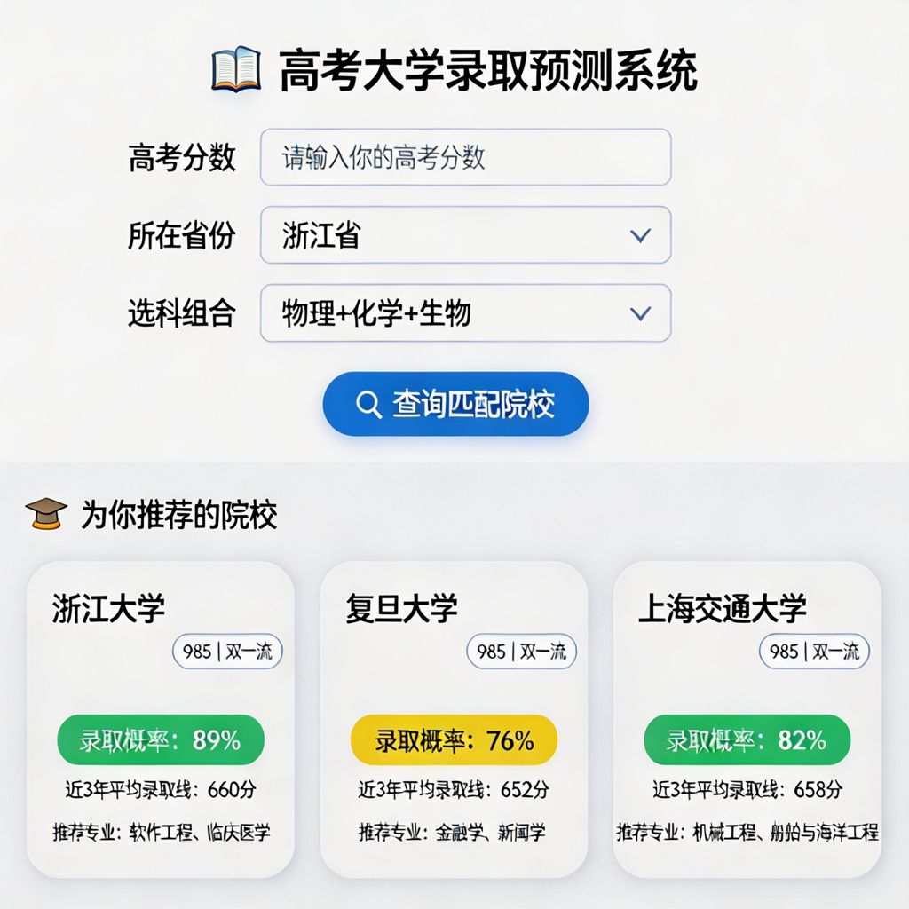 高考分数预测大学系统界面